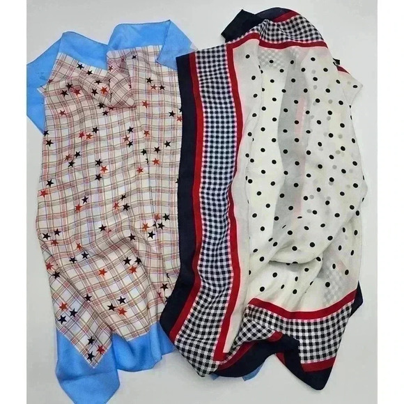 2 Vintage Red, White, and Blue Scarves - Club 7 Echo and Echo - Picture 1 of 10